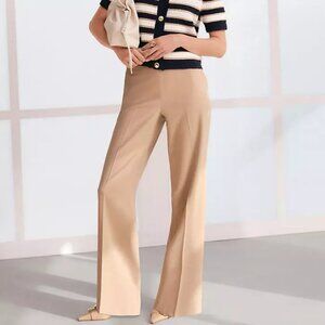 The Side-Zip Straight Pant in Bi-Stretch, Cafe Au Lait, Size 6
